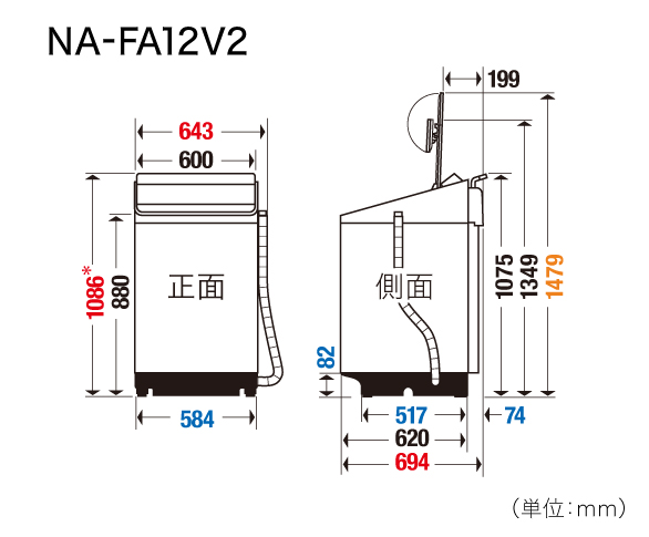 NA-FA12V2の寸法図