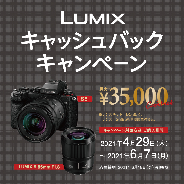 LUMIX キャッシュバック キャンペーン | DC-S5 | Sシリーズ フルサイズ 