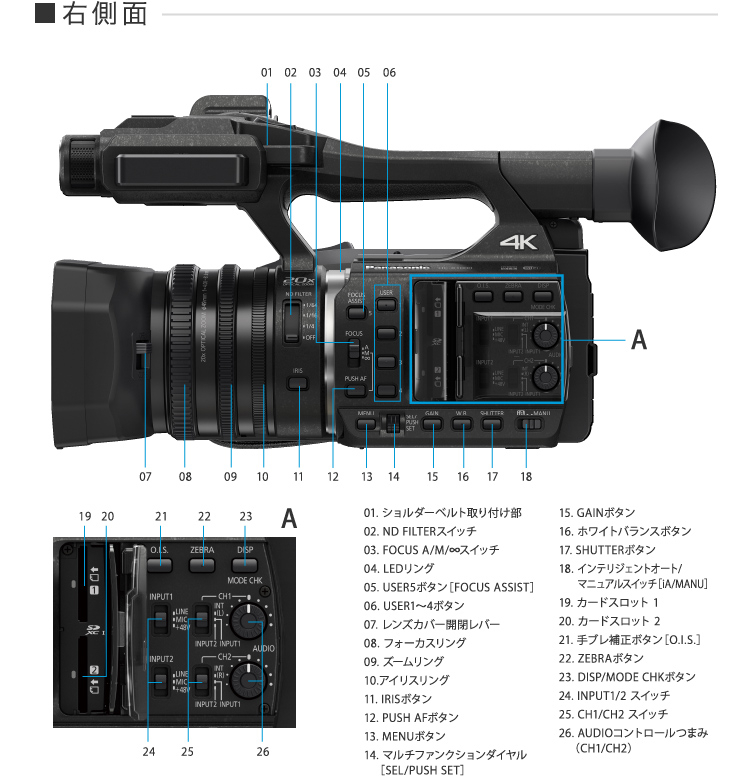 デザイン／スペック | 商品一覧 | デジタルビデオカメラ | Panasonic