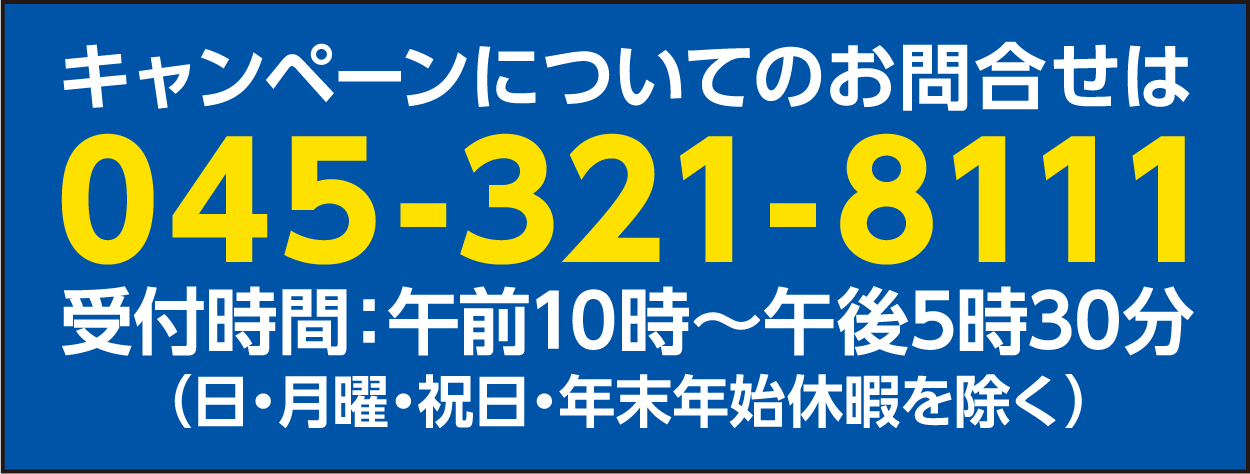 お電話でのお問合せ　045-321-8111 受付時間午前10時から午後5時30分