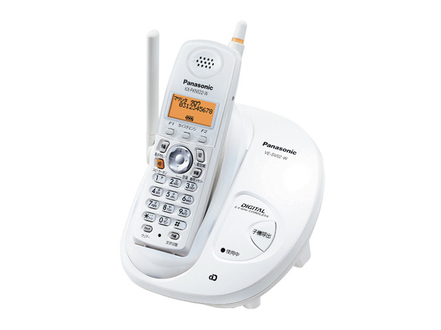 写真：コードレス電話機（充電台（親機）および子機１台） VE-SV02DL-W（ホワイト）