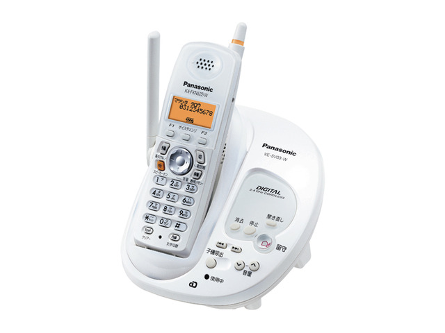 写真：コードレス電話機（充電台（親機）および子機１台） VE-SV03DL-W（ホワイト）