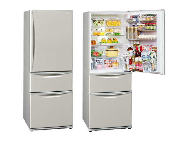 冷蔵庫 パナソニック 365L 3ドア冷蔵庫（シャイニングピンク 