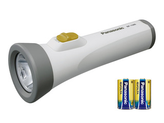 乾電池エボルタ付き LEDライト(単1電池2本使用) BF-158BK-W