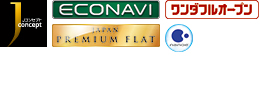 ロゴ：[J-con]ECONAVI、ワンダフル、フラット、ナノイー