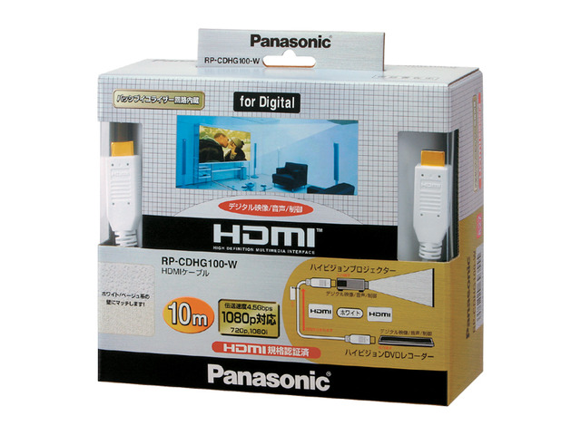 写真：HDMIプラグ(Aタイプ)⇔HDMIプラグ(Aタイプ) RP-CDHG100-W（ホワイト）