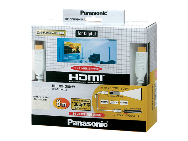 写真：HDMIプラグ(Aタイプ)⇔HDMIプラグ(Aタイプ) RP-CDHG80-W（ホワイト）