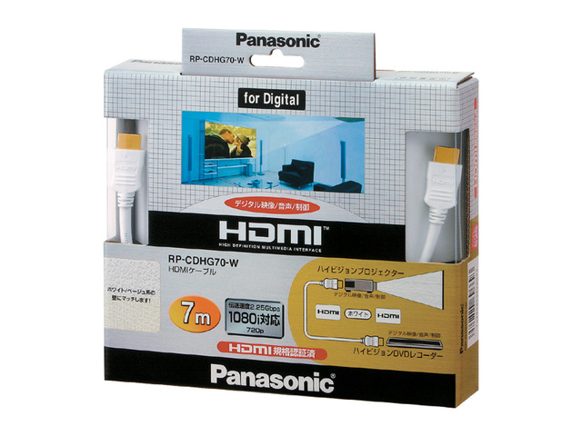 写真：HDMIプラグ(Aタイプ)⇔HDMIプラグ(Aタイプ) RP-CDHG70-W（ホワイト）