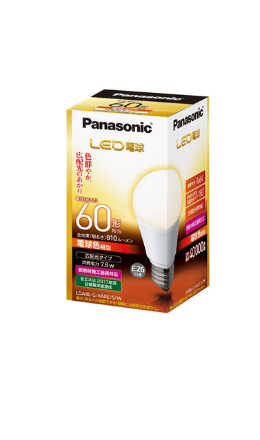 写真：LED電球 7.8W（電球色相当） LDA8LGK60ESW