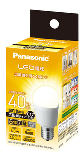 LED電球 4.3W（温白色相当） LDA4WWGE17ESW