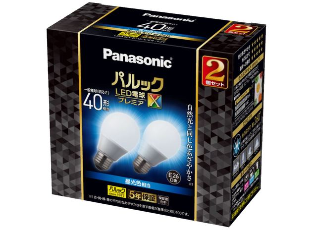 写真：パルック LED電球 プレミアX 4.4W　2個入（昼光色相当） LDA4DDGSZ4F2T