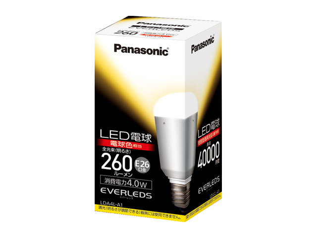 写真：LED電球 4.0W(電球色相当) LDA4LA1