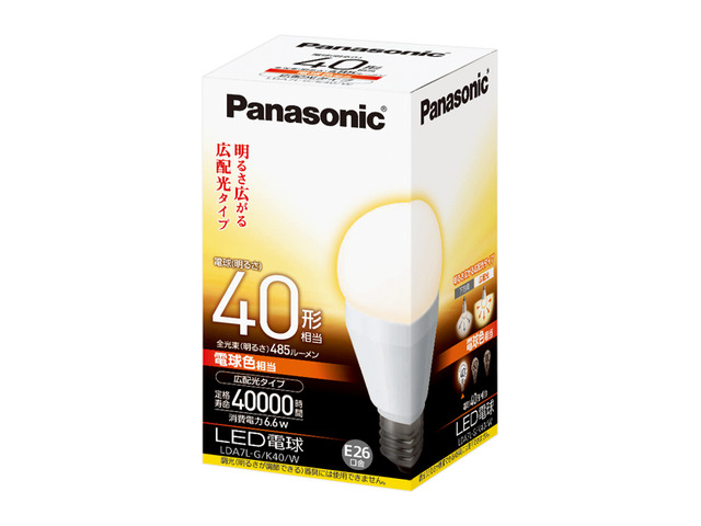 LED電球 6.6W(電球色相当) LDA7LGK40W 商品概要 | 電球／蛍光灯 