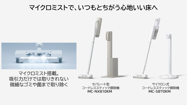 好評のセパレート型コードレススティック掃除機 MC-NX810KMに