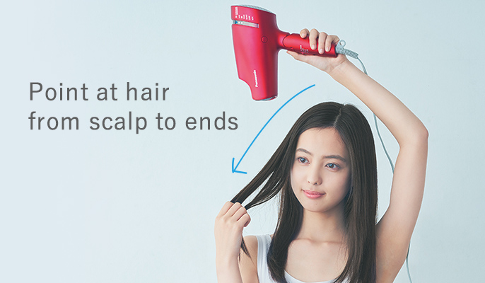 Point at hair from scalp to ends